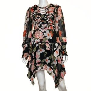 My Sheek Wardrobe Corset Grommet Hankerchief Dress Womens SZ S Ethereal Fairy